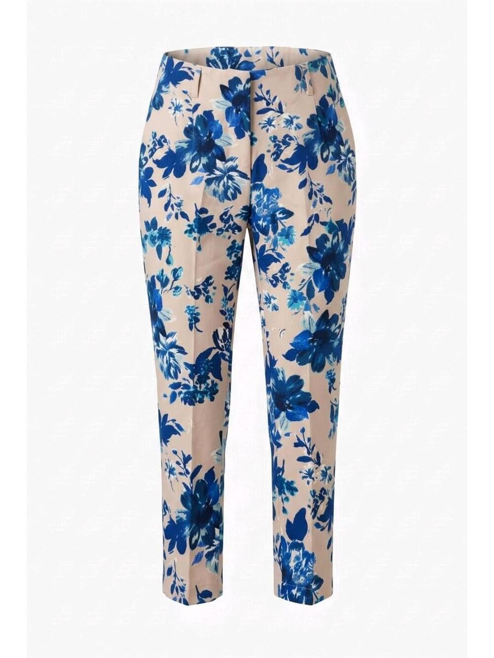 Jules & Leopold Women’s Floral Pants Small Blue White Ankle Career Stretch